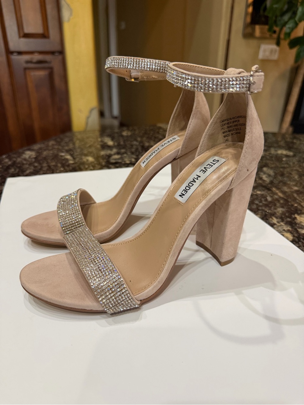 Steve Madden Women's Blush Crystal Ankle-Strap Heels size 7